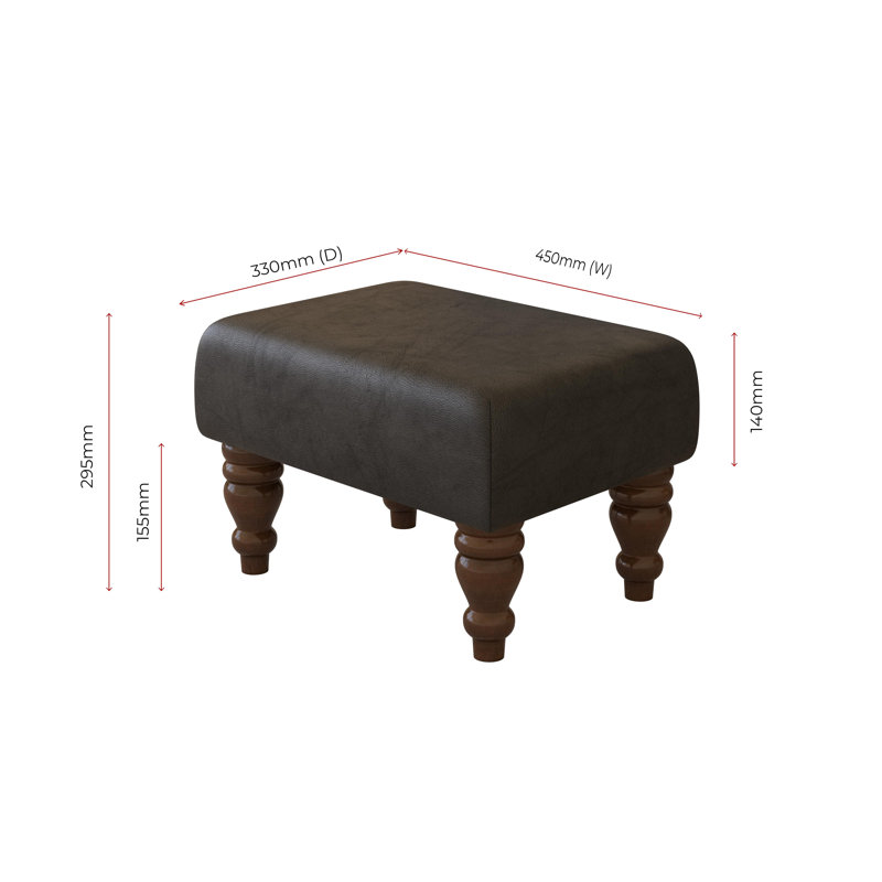 Large Footstools Wood Turned Leg , Mahogany, Black, Italian Leather