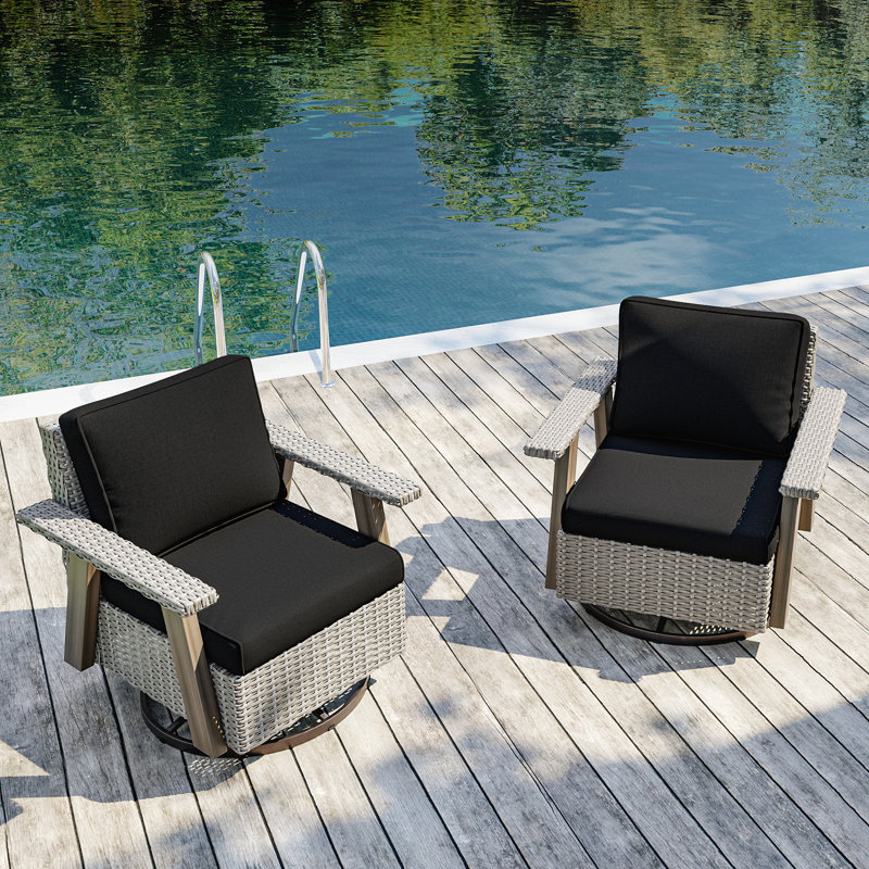 Chaises pivotantes 2 pièces avec coussins Creal, Noir