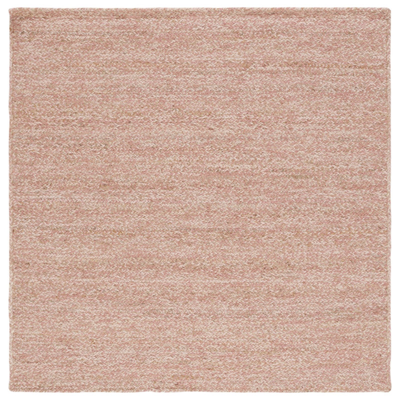 Jarid Natural Fiber Hand Loomed Wool/Jute Rug in Pink/Natural, Square 6'