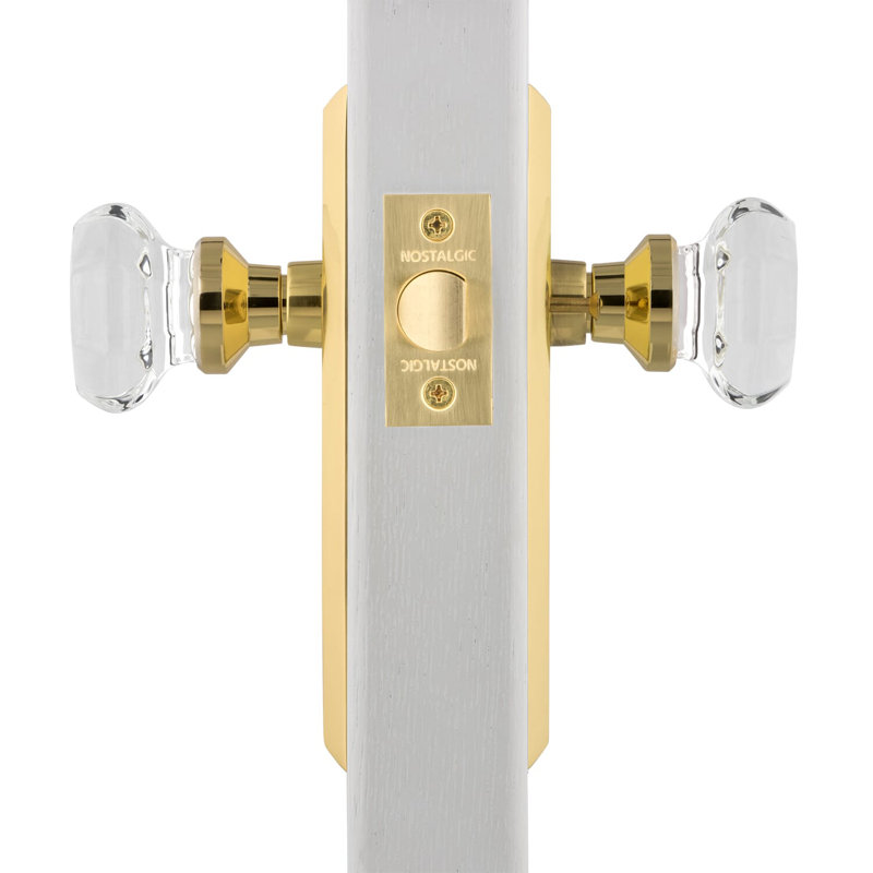 New York Plate with Waldorf Door Knob, Unlacquered Brass, 2-3/8"