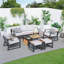 Metal Outdoor Coffee Table – Rectangular Patio Table, L110×W60×H41cm – Detachable Design-61435293