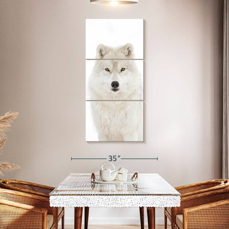 Loup arctique blanc neige, H 32 po x l 15 po