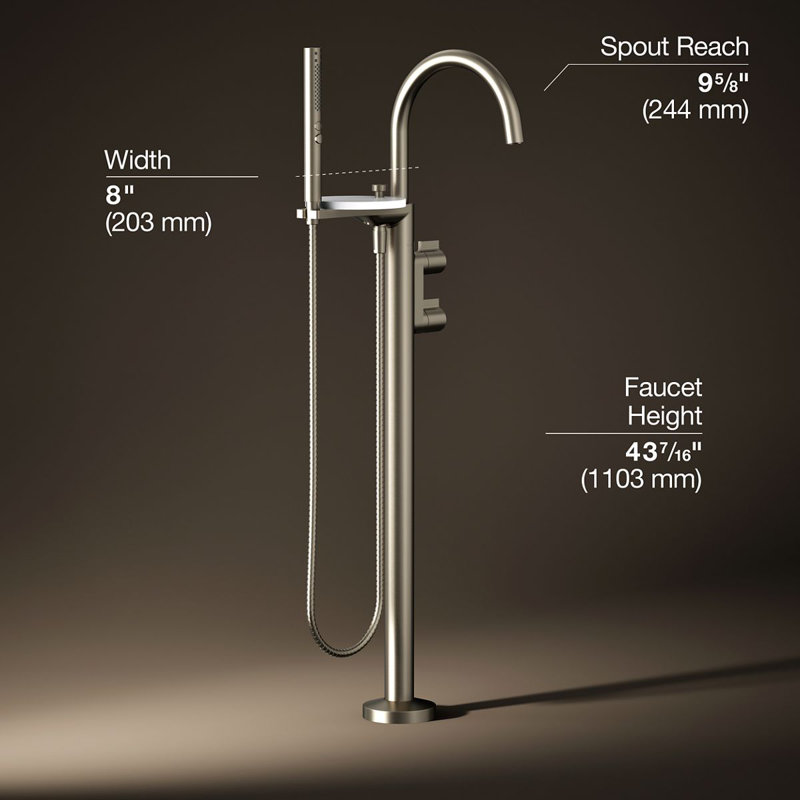 Components Floor-Mount Bath Filler Trim, Vibrant Brushed Nickel, Knob Handle