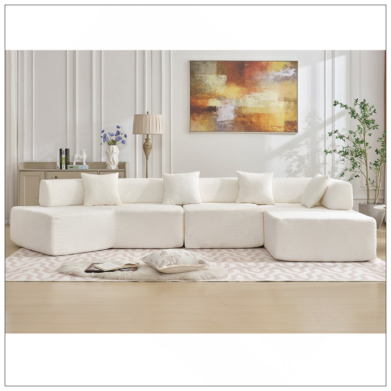 Canapé en L 140 po Modern Minimalist, Blanc