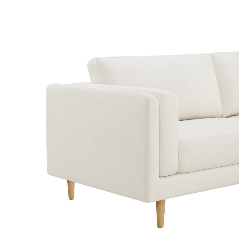 Elowen 90.94‘’Upholstered Sofa with Wood Legs, Flannigan Cotton
