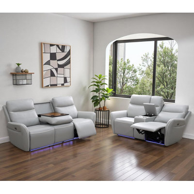 Gigi  2 Pieces Breathing Leather Power Recliner Living Room Set