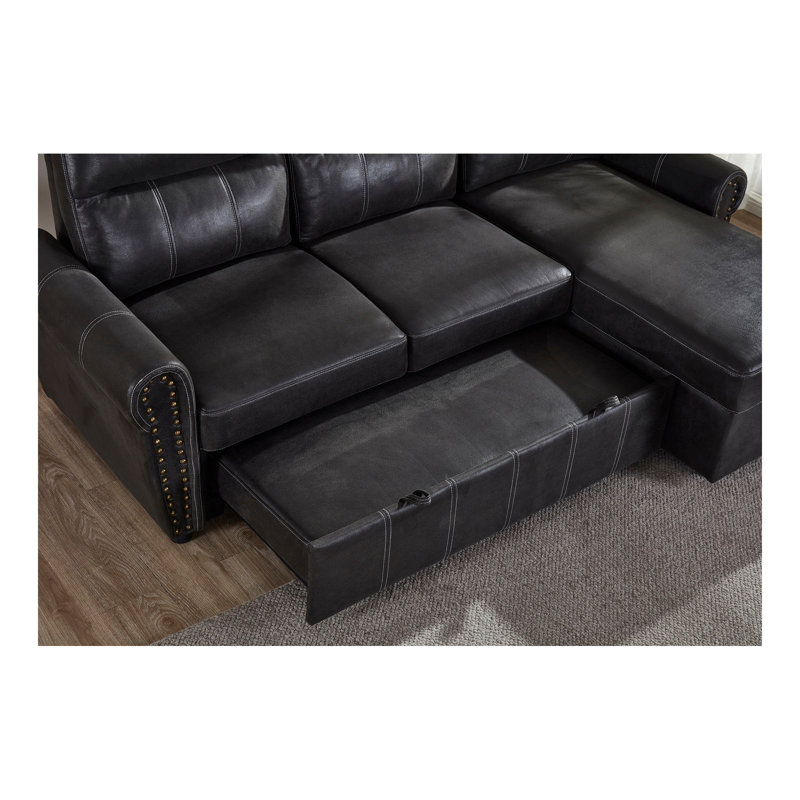 Sectional Sofa Bed, BLACK