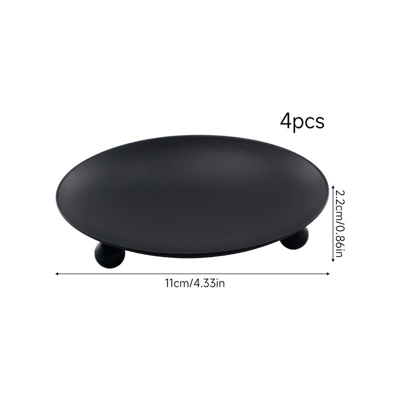 4 Pcs Black Iron Plate Candle Holders
