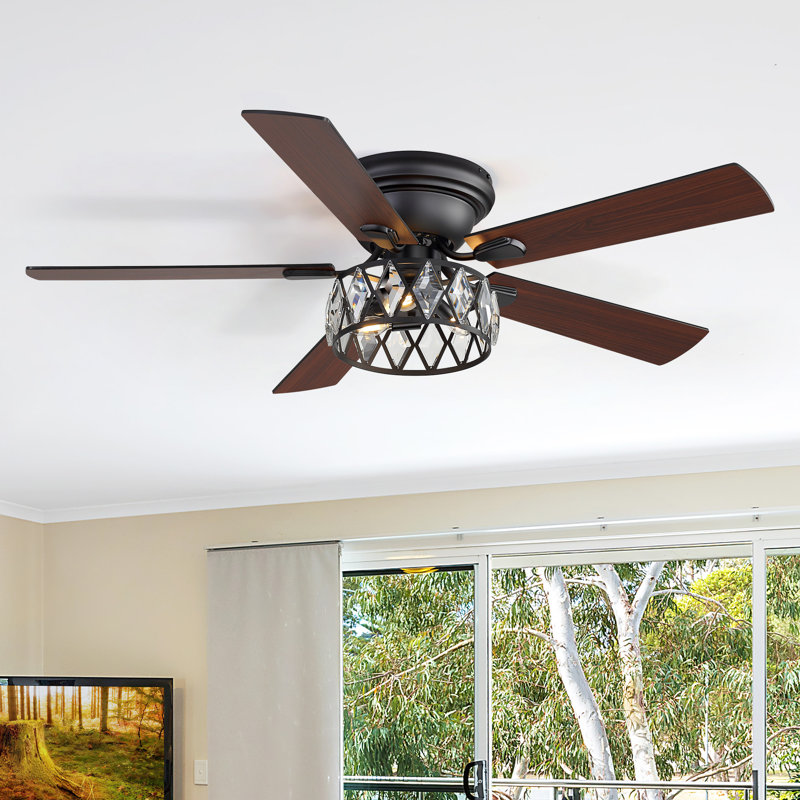 52'' Iris 5 - Blade Standard Ceiling Fan with Remote Control and Light Kit Included, Black