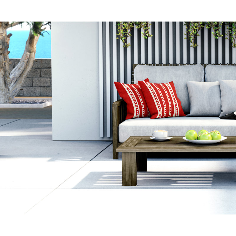 Jeté carré intérieur / extérieur en polyester Ikom, L 19 po x H 19 po, Rouge