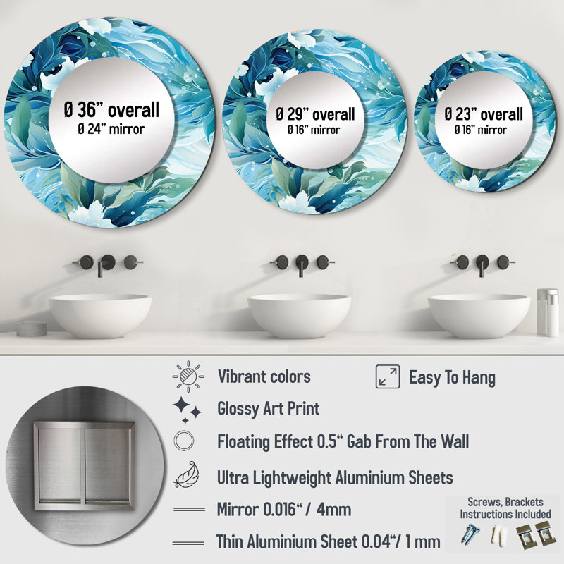 Motif tropical Ruslans Oceanic Mirage, 36 po x 36 po, Rond