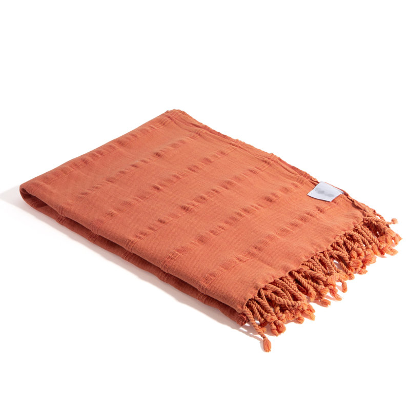 Serviette de bain turque en coton biologique Chanyah Stonewashed Luxe, Orange