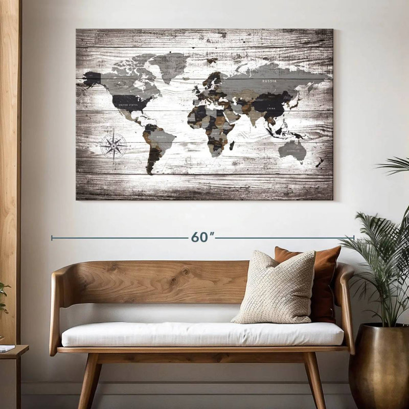 Carte du monde Keiri XXXII, H 34 po x l 51 po