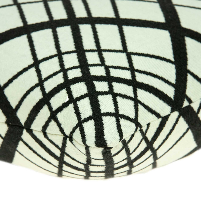 Housse de coussin carrée blanche et noire, Polyester/ Bourre en polyester