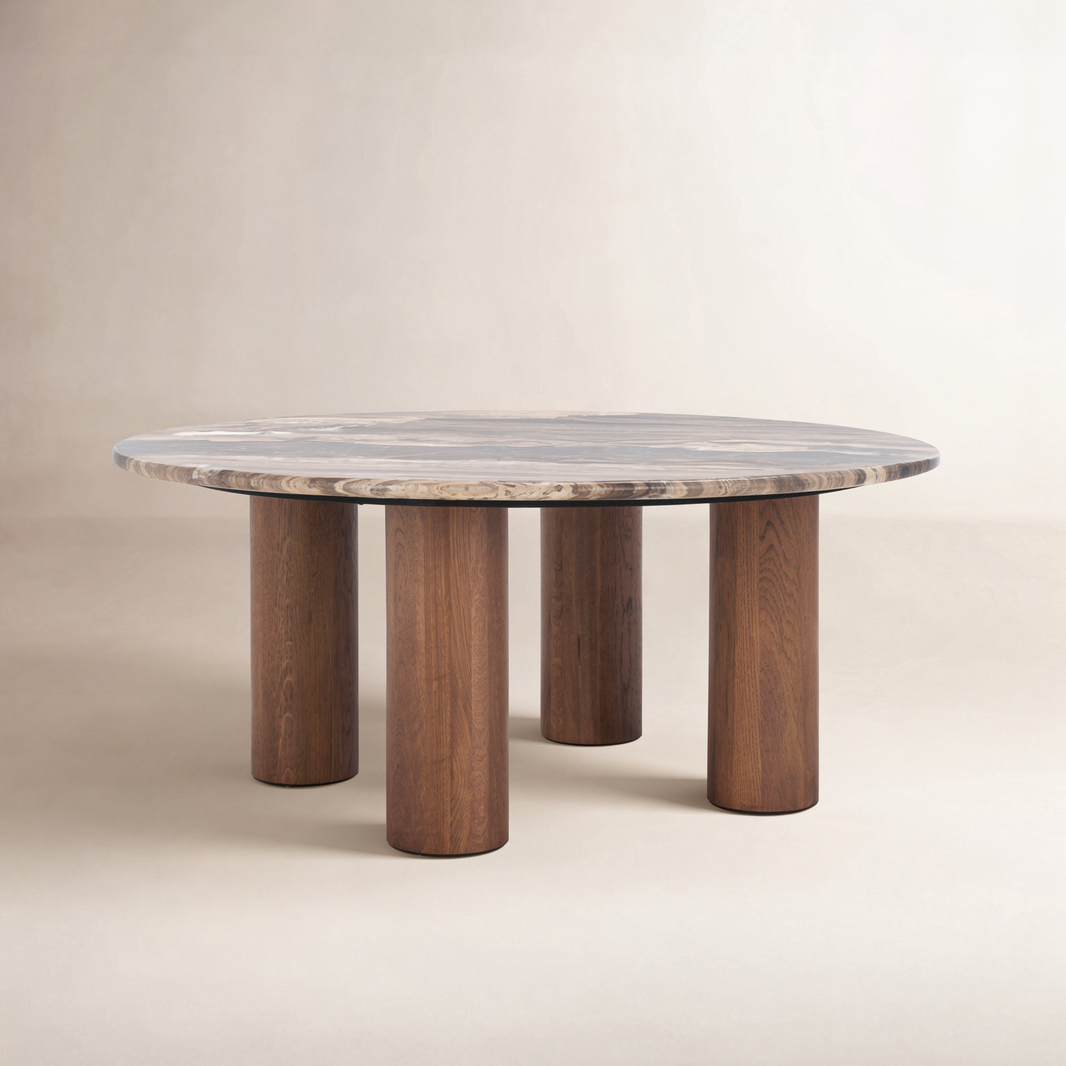 36" Genuine Marble Coffee Table, Walnut Marble