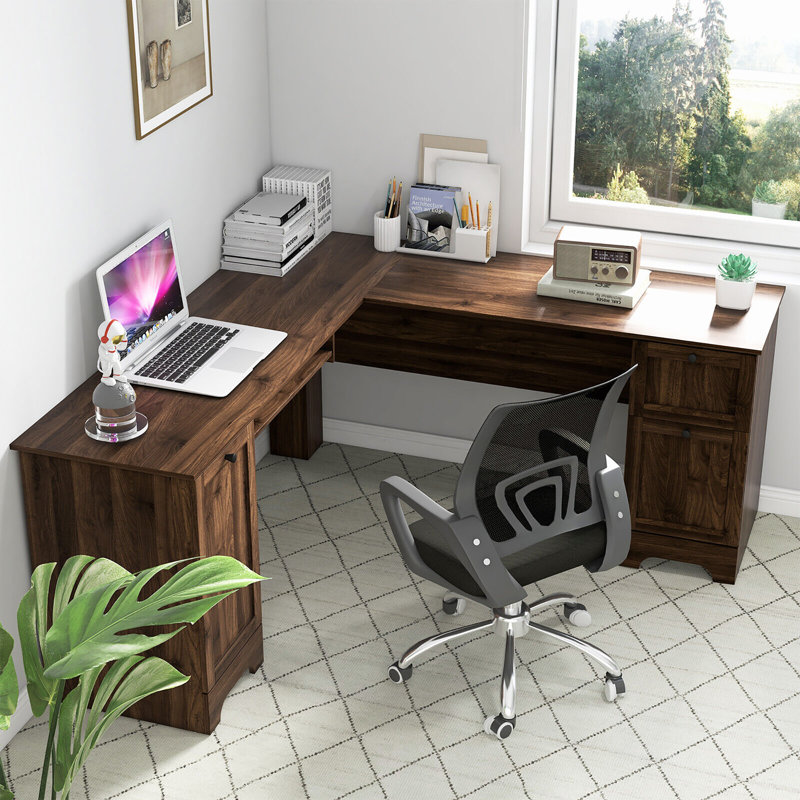 Aviyon L-Shaped Computer Desk, Walnut