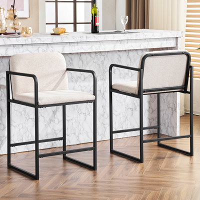 2 tabourets de bar modernes à hauteur de comptoir rembourrés avec fabrication en métal et siège rembourré pour bar à la maison, îlot de cuisine, pièce de cadre de salle à manger, îlot