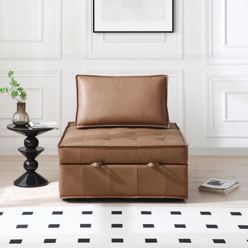 Repose-pieds multi-usages en similicuir, Brun