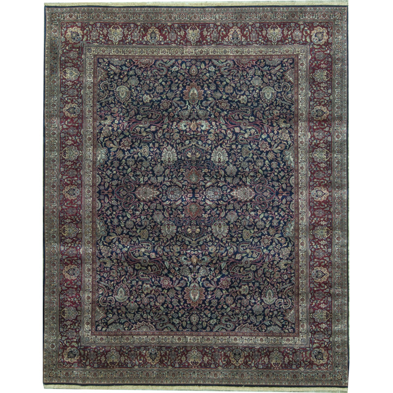Hand-Knotted High-Quality Blue and Red Area Rug