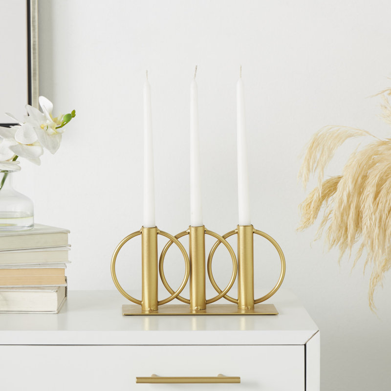 5.4'' H Aluminum Tabletop Candelabra, Gold