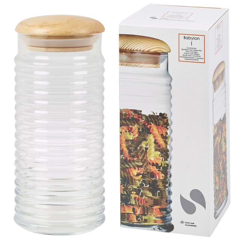 Glass Jar - Set of 2, 18cm H x 15cm W x 15cm D