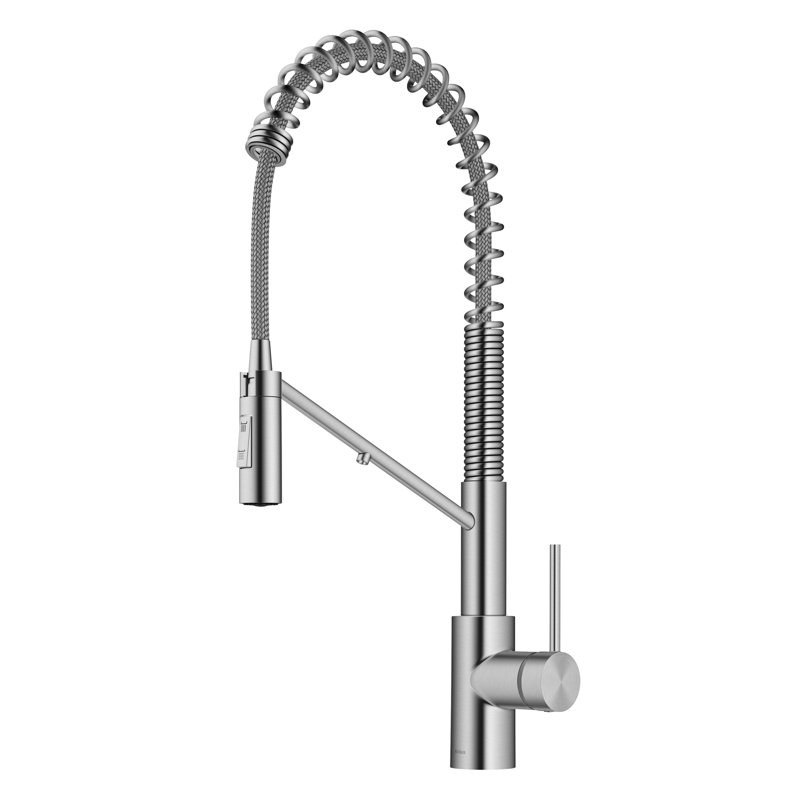 Oletto 2-in-1 Pull-Down Single Handle Kitchen Faucet, Spot Free Stainless Steel 