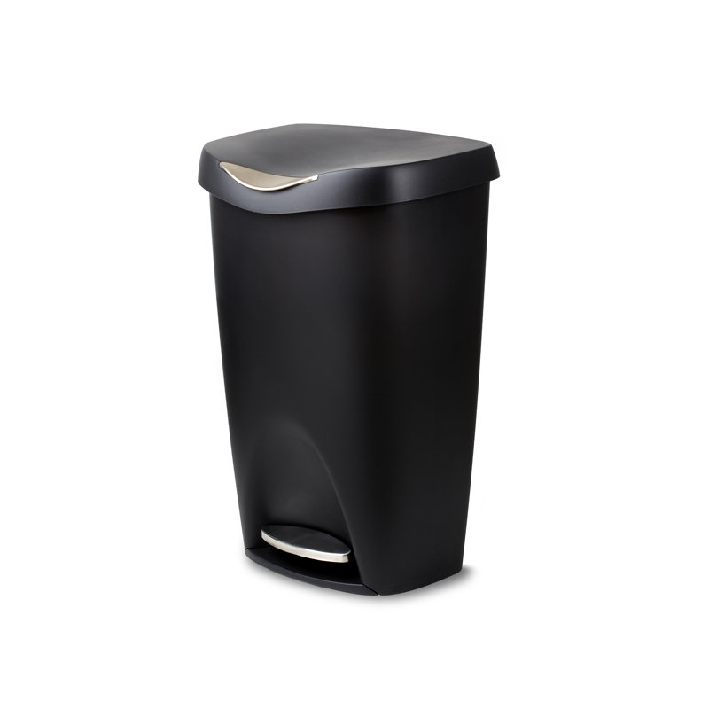 Calhoon Plastic 13 Gallon Step On Trash Can, Black