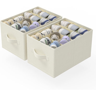 2 Pack Shoe Organizer For Closet, Fits Up To 24 Pairs, Foldable Space-Saving Storage Container Bins With Reinforced Handles, Clothes Basket, 42 X 32 X 26 Cm, XSNX02G-2