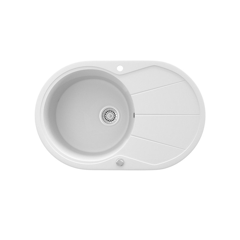 Dakota Fields Christabelle 500mm W Single Bowl Granite Drop-In Kitchen Sink with 1 Faucet Hole, White