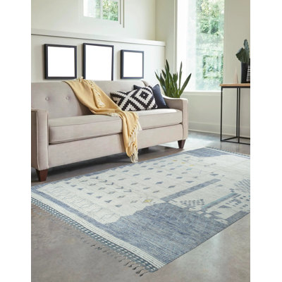 Ivory Hand-Knotted Wool Contemporary Marrakech Handspun Area Rug | Timeless Elegance for Living Room, Bedroom, Office, or Home Decor