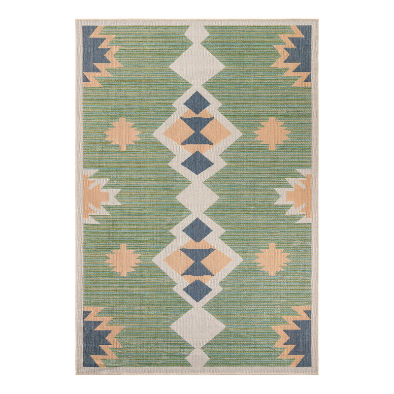 Tapis d'intérieur / extérieur vert Lauryn, Rectangle 7 pi 1 po x 10 pi