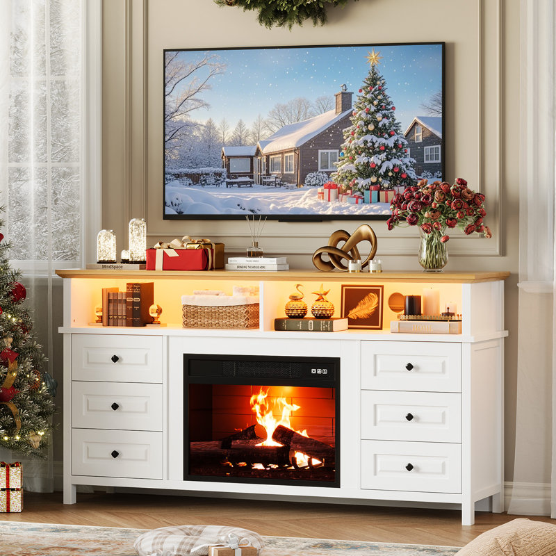 Meuble télé avec foyer 60 po GarveeHome pour téléviseur de 65 po ou moins