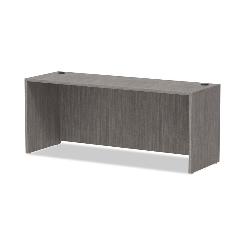 Gray Modern Credenza Desk with Drawer and Filing Cabinet