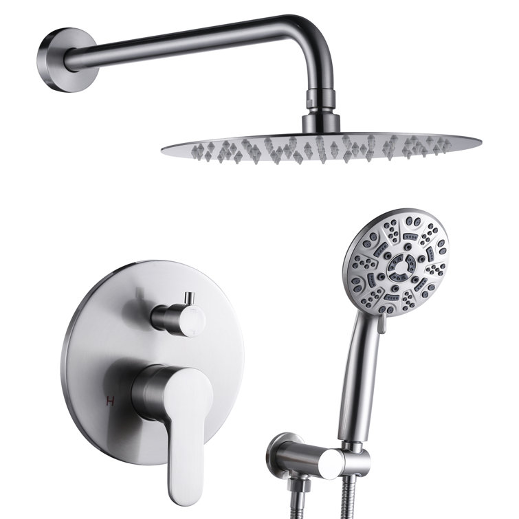 9-Spray Patterns With 1.8 GPM 10 In. Wall Mount Shower System With Two Showerhead In Polished Chrome