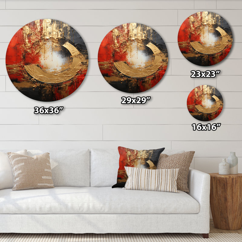 Elkins - Art abstrait rond en métal, H 16 po x l 16 po