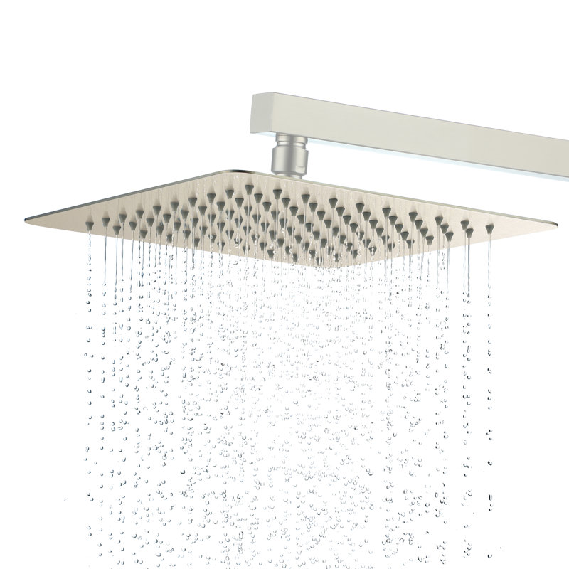 12" 304 Stainless Steel Rain Shower Head, Square, Brushed Nickel
