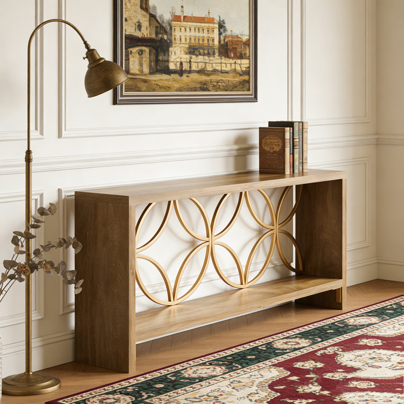 Farmhouse Sofa Entryway Console Table with Storage