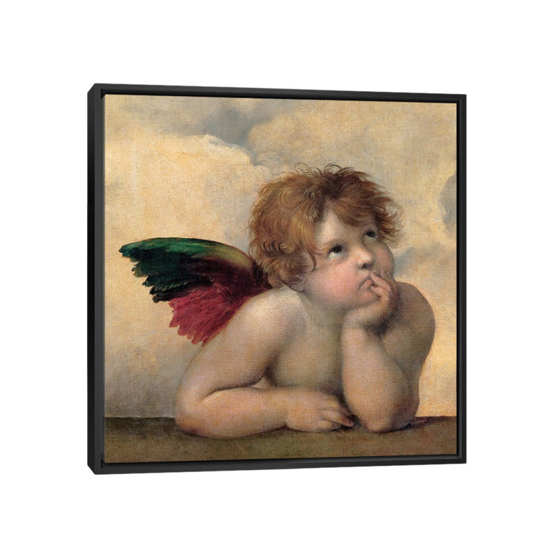 « angelo i-madone sistina » par raffaello sanzio, impression sur toile, H 18 po x l 18 po x P 1,5 po, Toile avec cadre noir