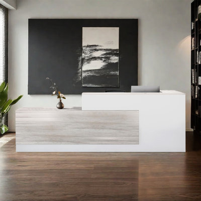 L-Shaped Casavant with Lockable Drawers and Side Cabinet – Perfect as Home Office Desk for Office or Home Use