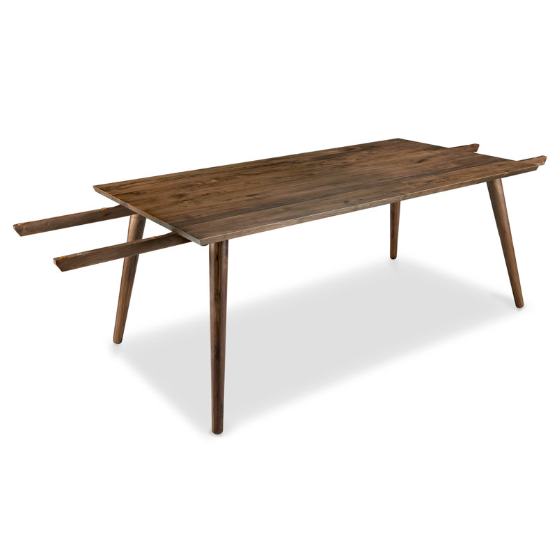 Table de salle à manger extensible en bois massif Hines, Noyer