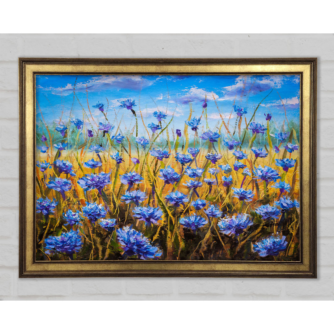 Winzige blaue Blumen auf dem Feld - Einzelne Bilderrahmen Kunstdrucke