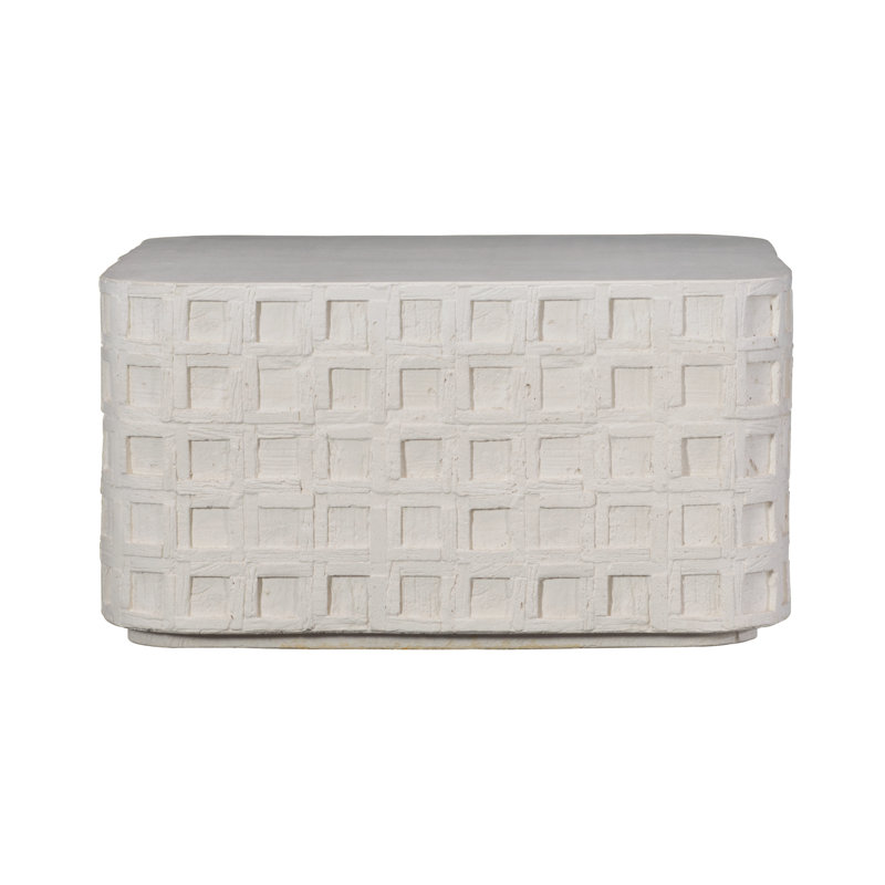 White Square Concrete Coffee Table with Storage