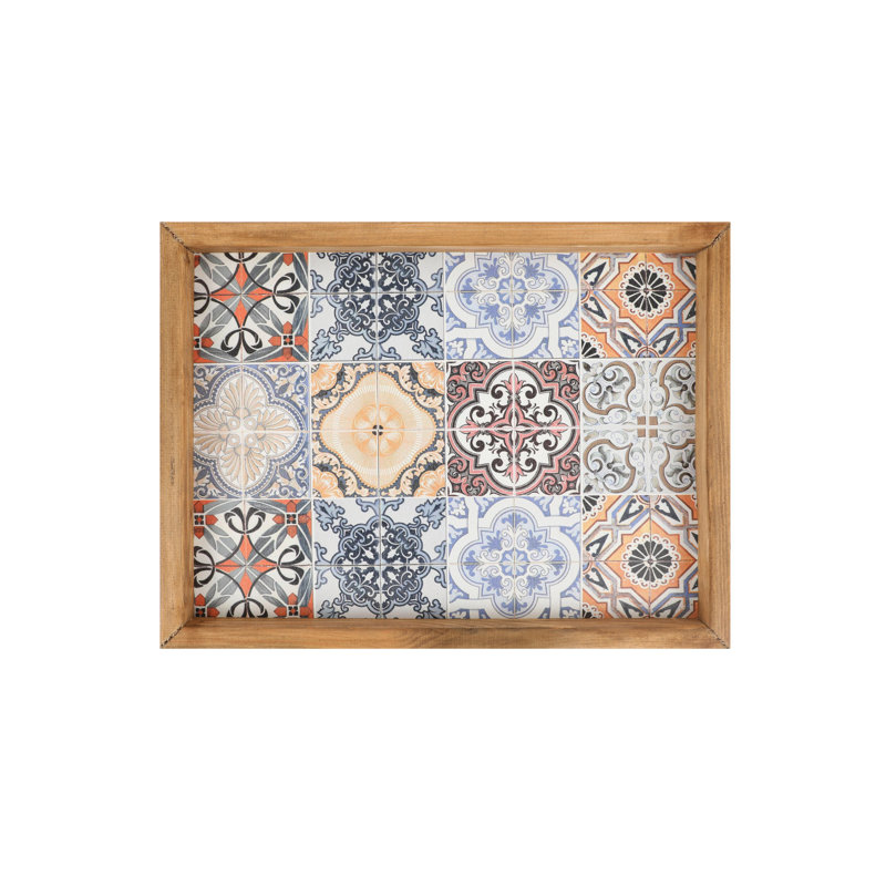 Elegant Serving Tray, 100% MDF & Pine Wood Frame, 11.8 x 15.7 inches | Durable 2.7mm Thickness, Perfect for Home Entertaining & Breakfast in Bed | Stylish Design, Lightweight & Easy to Clean