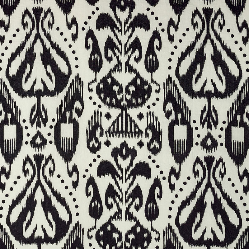 Tissu ikat brodé Kiva, Corbeau