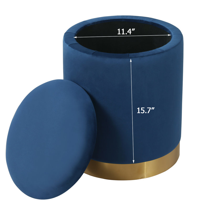 Repose-pieds rond avec rangement en velours, Blue
