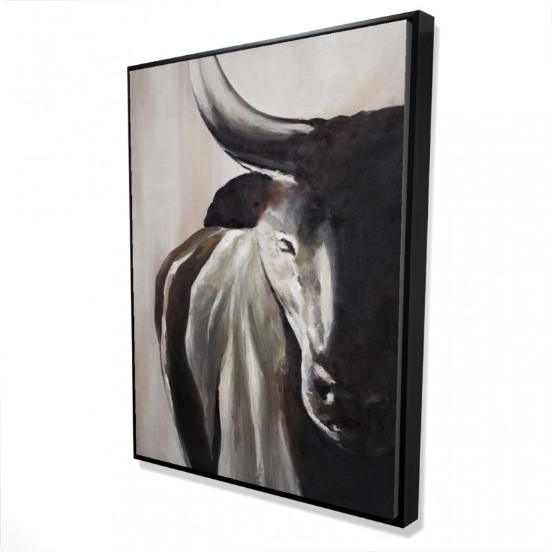 Bull Head Front View Print On Canvas