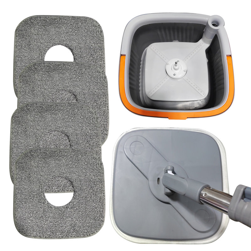 Spin Mop with Bucket 360 Degree Rotatable Self Wash Square Mop Clean/Dirty Water Separation System
