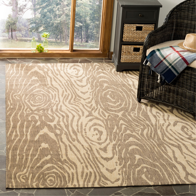 Tapis à imprimé animal beige foncé, Rectangle 5 pi 3 po x 7 pi 7 po