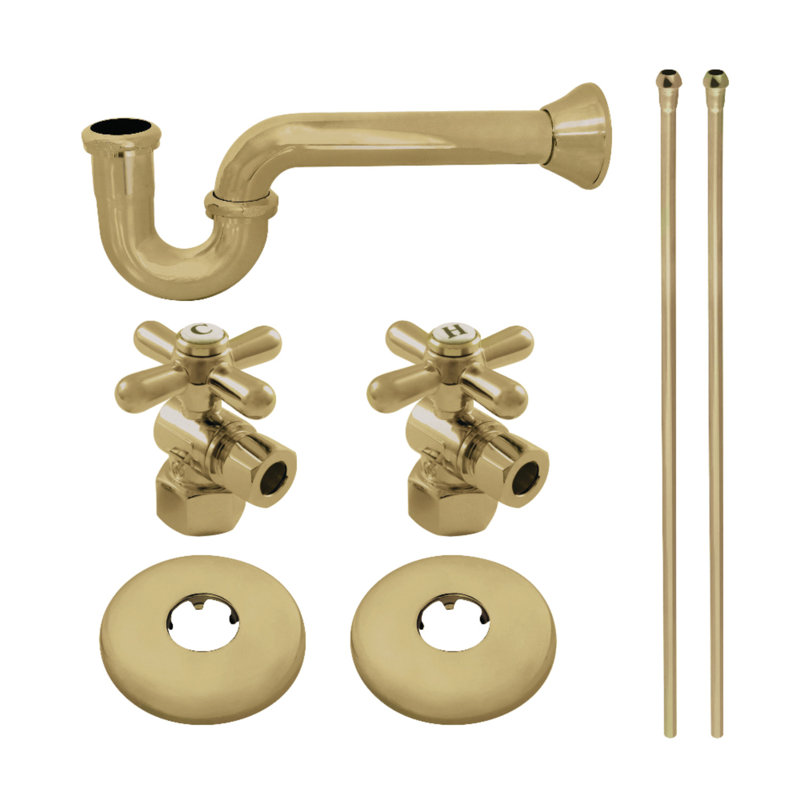Kingston Brass KPK203 Gourmet Scape Plumbing Supply Kit With 1-1/2" P-Trap - 1/2" IPS Inlet X 3/8" Comp Oulet, Antique Brass