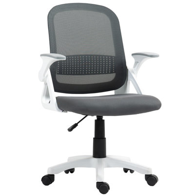  Ergonomic Swivel Computer Chair with Flip-up Armrests, Grey